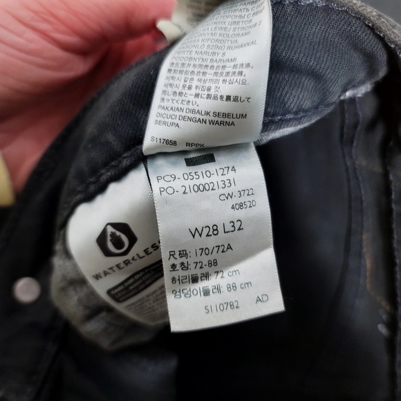 🆕️ Levi's Jeans Mens Black 28x32 510 Skinny Distressed Gothic Grunge Denim - Picture 12 of 14